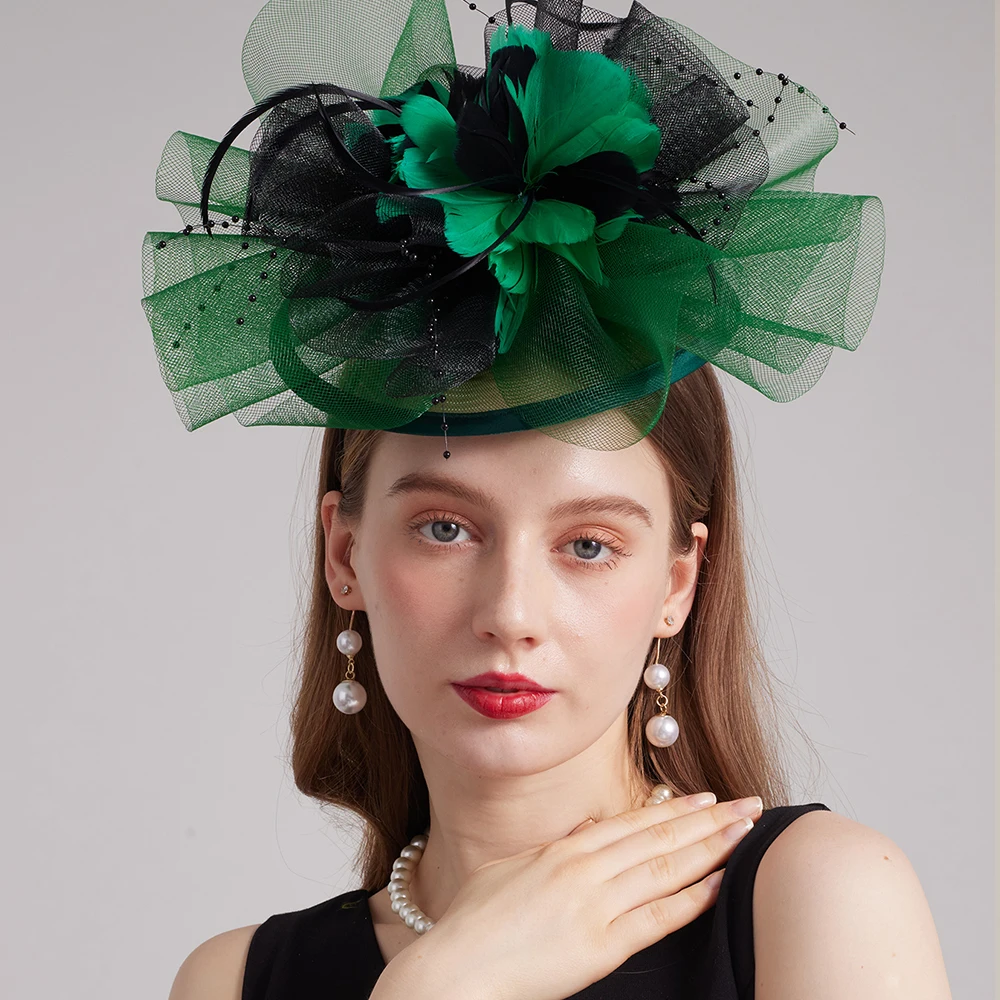 Cappello Fascinator In Organza A Tesa Larga Per Donna - Cappello Da Sole E Derby, Fiore Rimovibile, Taglia Unica 54-58 Cm - 4