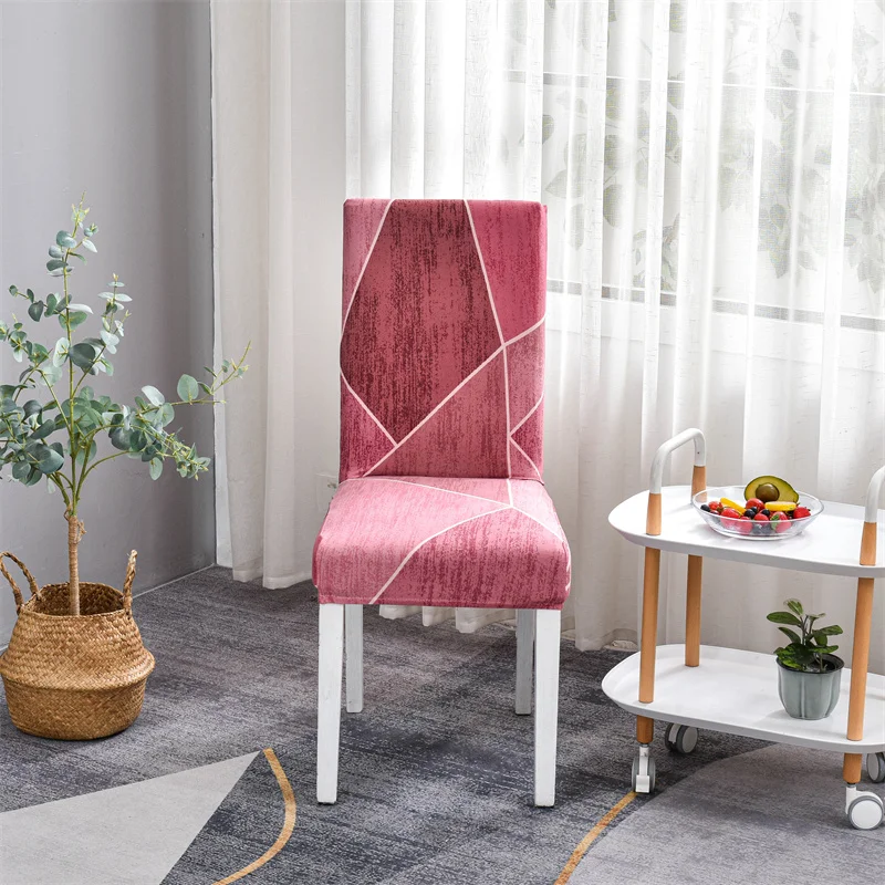 1PC Geometric Chair Cover for Dining Room Elastic Universal Seat Chair Covers Slipcovers for Kitchen Wedding Banquet Home Decor 5