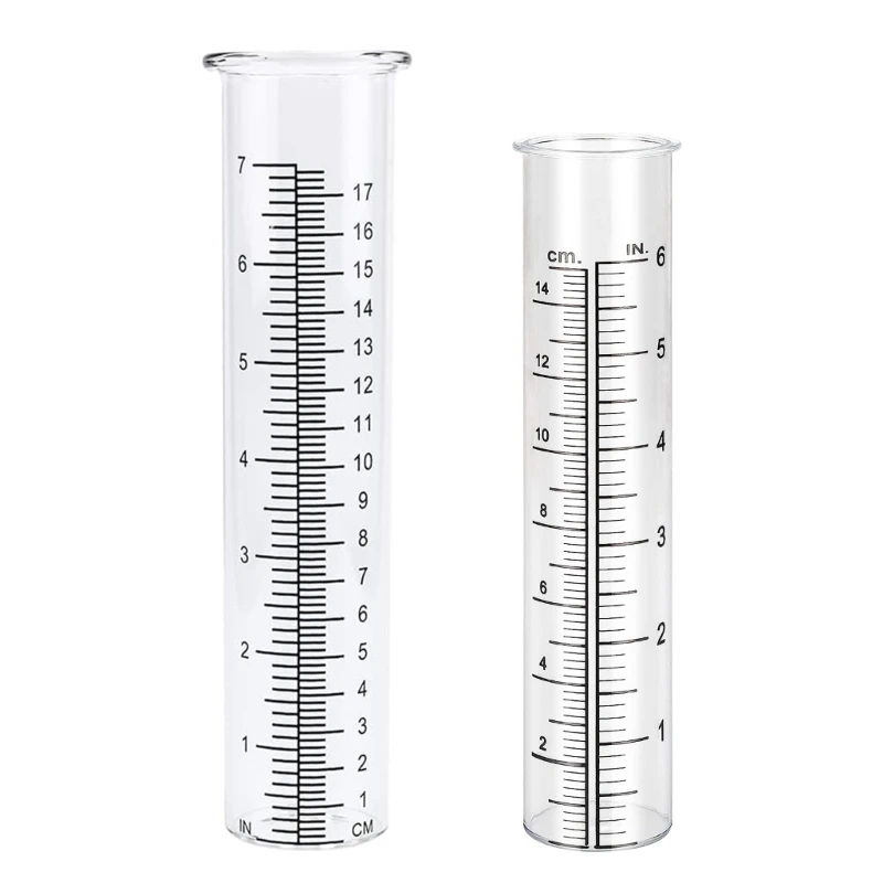 

7"/8" Capacity Glass rain Gauge Replacement Tube for Outdoors Yard Garden with Lip Crack-proof Rain Meter Easy- to Read