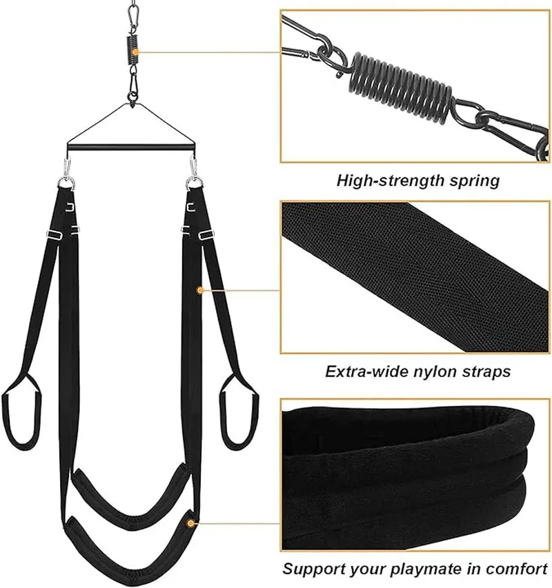 Sex Swing for Sex Aid Adult Swing Set-360&deg;Spinning Trapeze Fluffy Liner Super Soft Kit Indoor Ceiling with Steel Tri