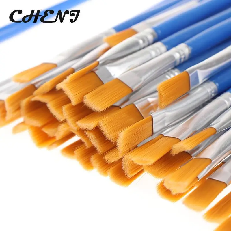 

10/50Pcs Flat Paint Brushes with Nylon Hair Small Brush Bulk for Detail Painting