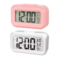 Multifunctional LED Digital Alarm Clock with Backlight and Snooze Feature (2pcs white pink)