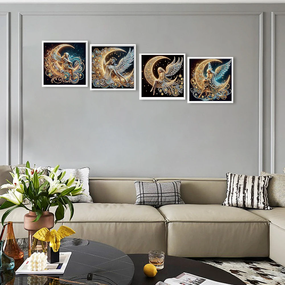 4pcs 30x30cm Girl 5D DIY Special Shape Crystal Partial Diamond Painting Kit