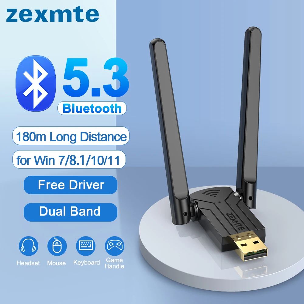 Zexmte 100m Bluetooth 5.3 Adapter Free Driver Usb Bluetooth Dongle Adaptador Compatible Pc Windows 11 10 Mouse Keyboard Audio Receiver The Ultimate G