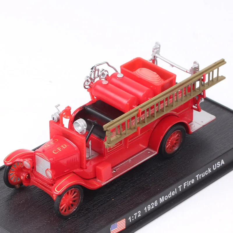 No Box 1:72 Scale Amer Small Retro 1926 Ford Model T Fire Truck Ladder CFD Chicago Car Vehicle Plastic Model Of Children's Toy 1 43 scale classics retro germany 1961 magirus deutz mercur tlf 16 fire engine lorry truck diecasts