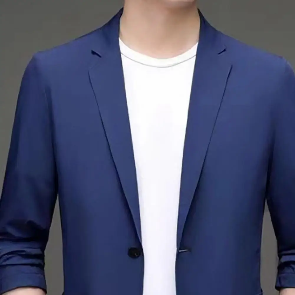 Men Suit Coat Lapel Long Sleeve Single Breasted Suit Jacket Solid Color Pockets Business Formal Coat Workwear men suit jacket