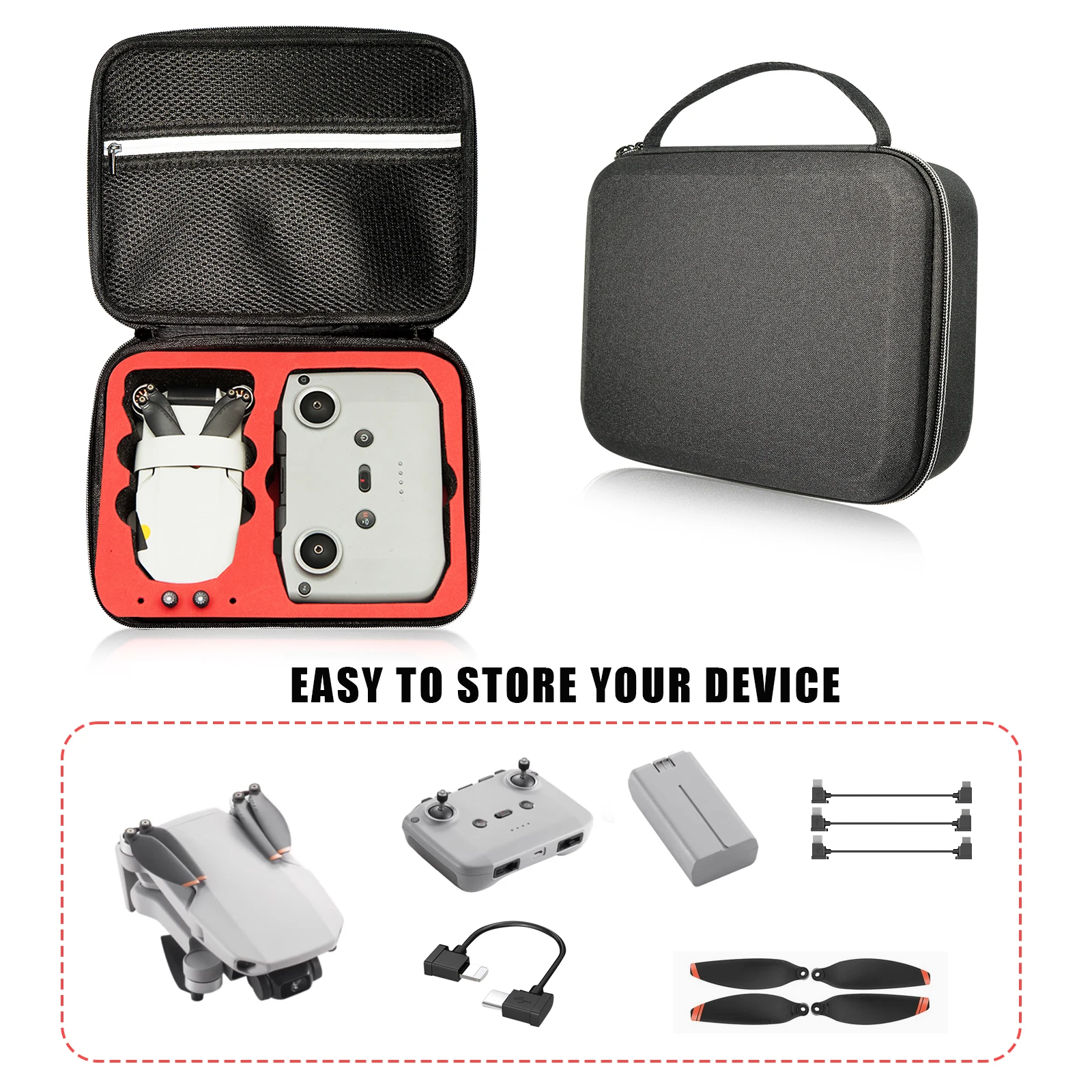 DJI Mini 2/2 SE/4K용 드론 보관 케이스 보호용 운반 상자 충격 방지 사각형 핸드백 휴대용 하드 케이스