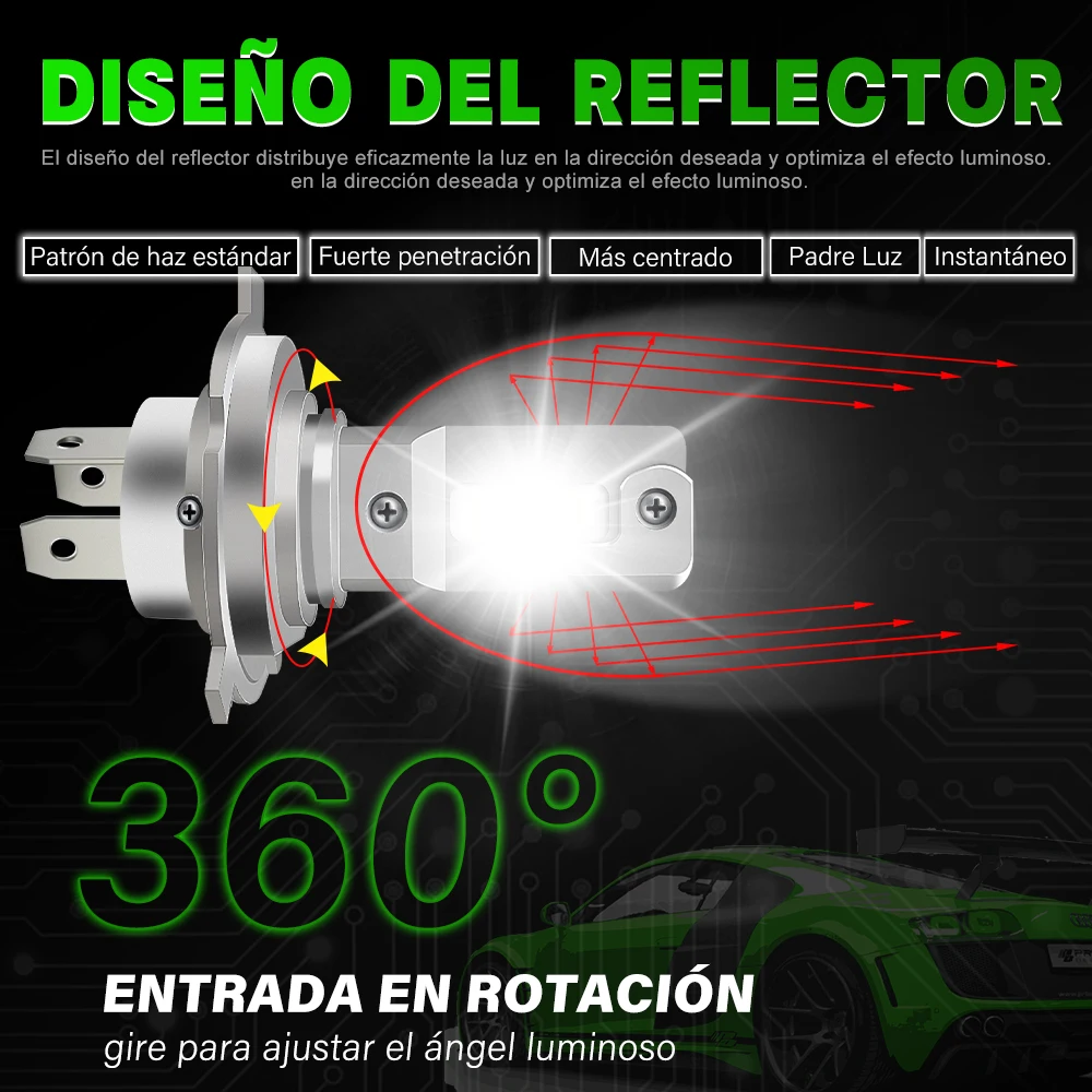 50000LM H4 LED 헤드라이트 키트 미니 전구 120W CSP 3570 자동차 헤드램프 자동 안개등 캔버스 H4 LED 터보 자동차 12V 6000K