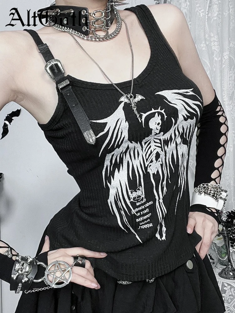 AltGoth Gothic Dark Vest Women Cyber Punk Streetwear Harajuku