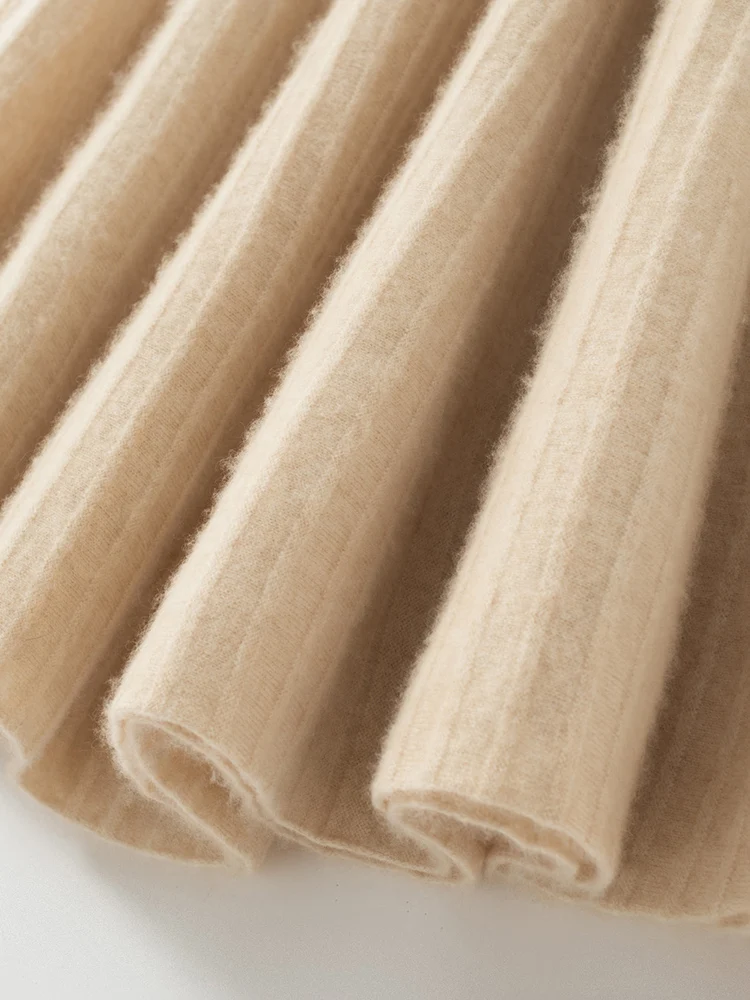 New Chic Pleated Cashmere Skirt Office Style