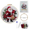 Adult Beginner Embroidery Kit, Santa Claus Print Pattern with Pre-Printed Designs, Needles & Thread Included – Step-by-Step Inst