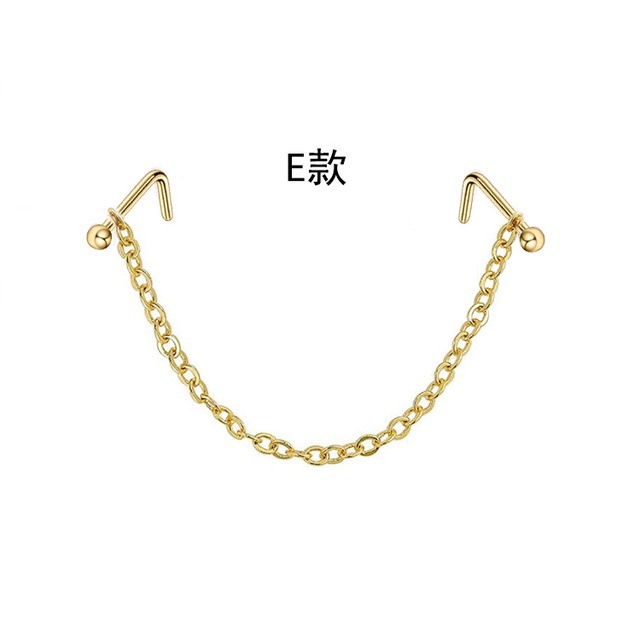 Double Nose Piercing Chain Nose Chain for Nostril Piercing Stainless Steel Nose Stud Decoration Earring Piercing Chain Women