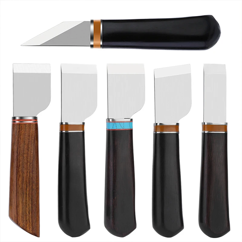 

RORGETO 1PC Professional Leather Cutting Knife Sharping Skiving Tool with Ebony Handle DIY Leather Craft Safety Cutting Tools
