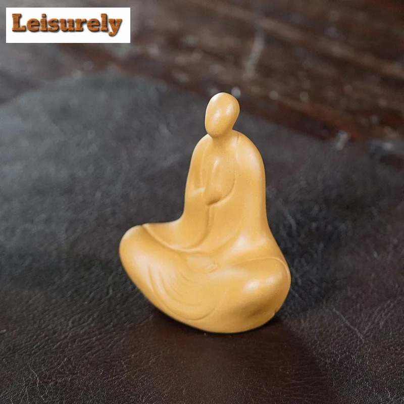 Yixing Zisha Phaseless Buddha Tea Pet Retro Fish Tank Landscaping Tea Figurine Play Toys Tea Statue Ornaments Supplies Craft