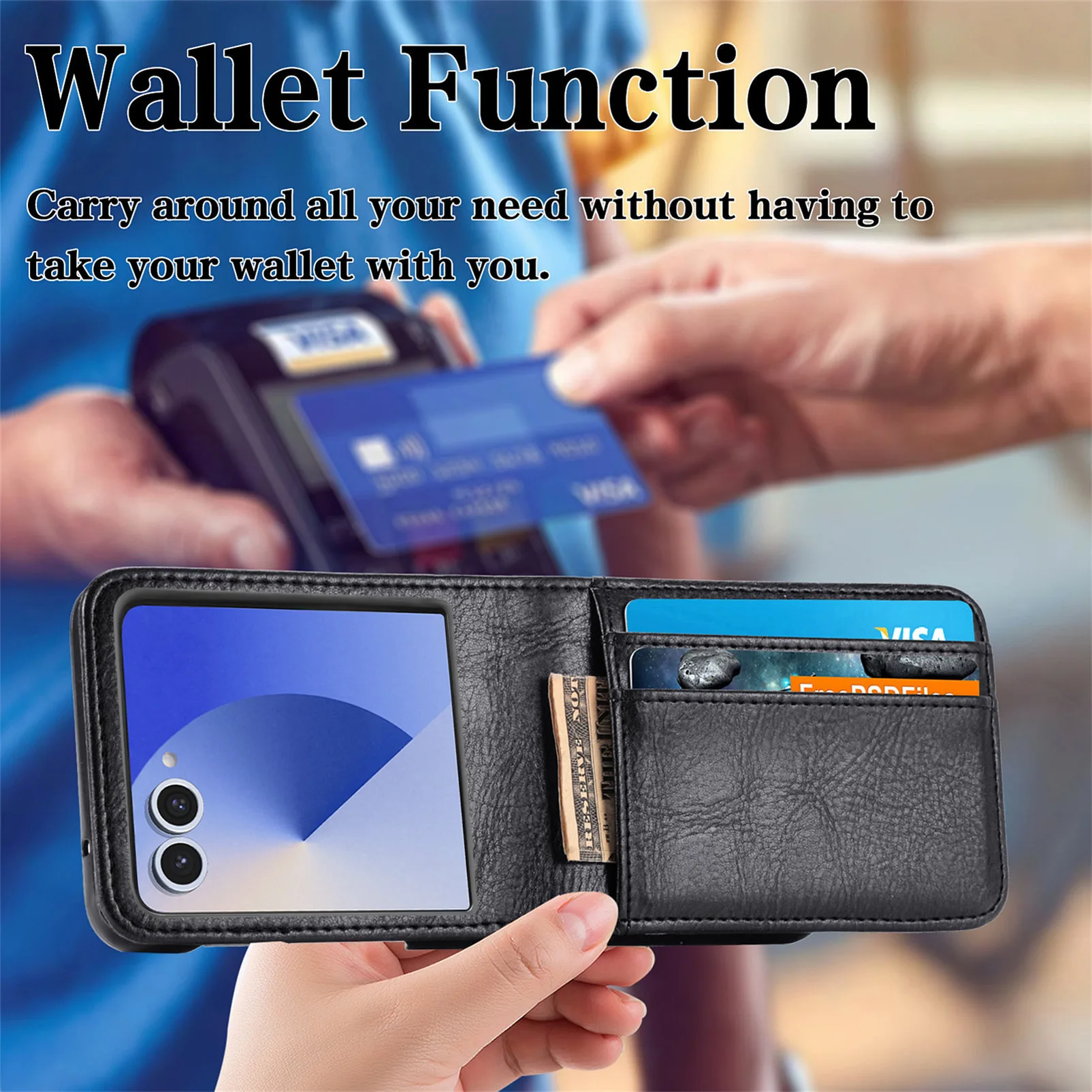Luxurious PU Leather Folding Phone Case with Card Holder - One-Piece Cover, Style XL002