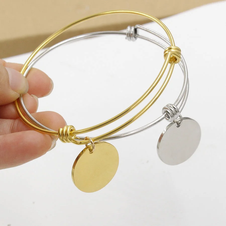 ECGIFT BR003 Personalized Bracelets Adjustable Stainless Bangle with ID Pendant Gold Sliver Customed Name Engraved Girls Jewelry ecgift br003 personalized bracelets adjustable stainless bangle with id pendant gold sliver customed name engraved girls jewelry