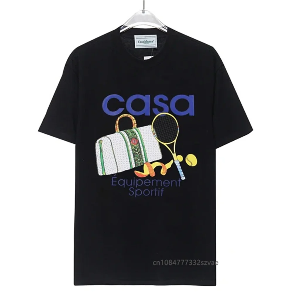

T-shirts man New T-shirt Letters Tennis Coconut Tree Printed Tshirt Cotton Loose Casual Short Sleeve Harajuku T Shirt