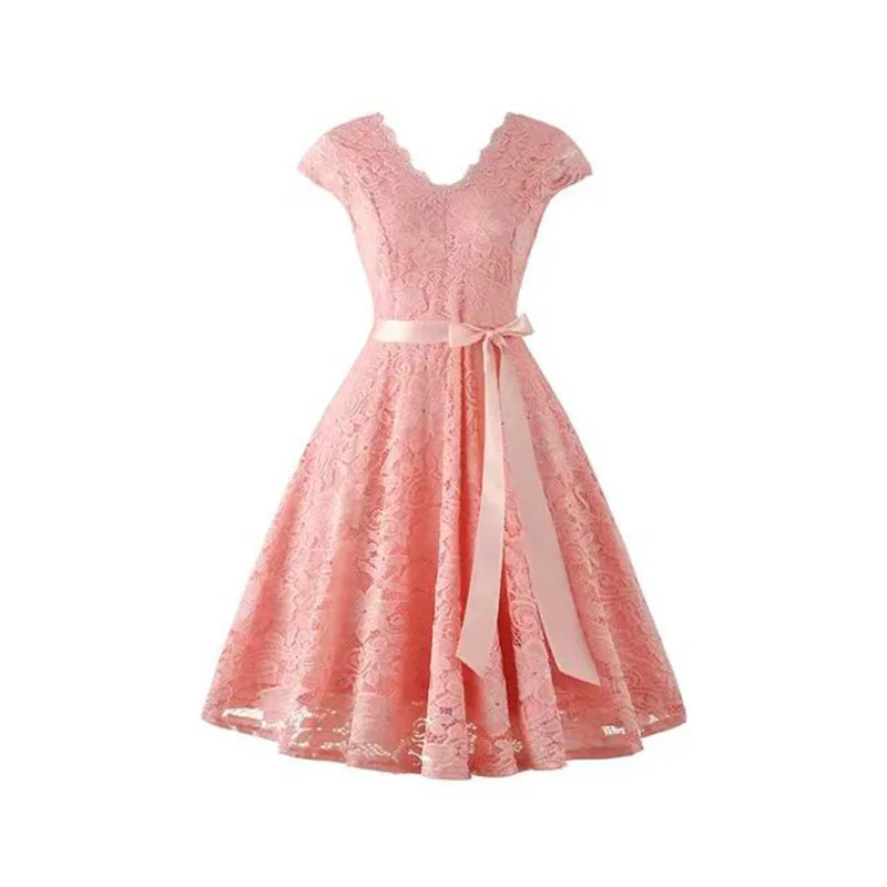 Cap Sleeves Champagne Bridesmaid Dresses With Belt Short Lace Bridesmaid Gown For Weddings