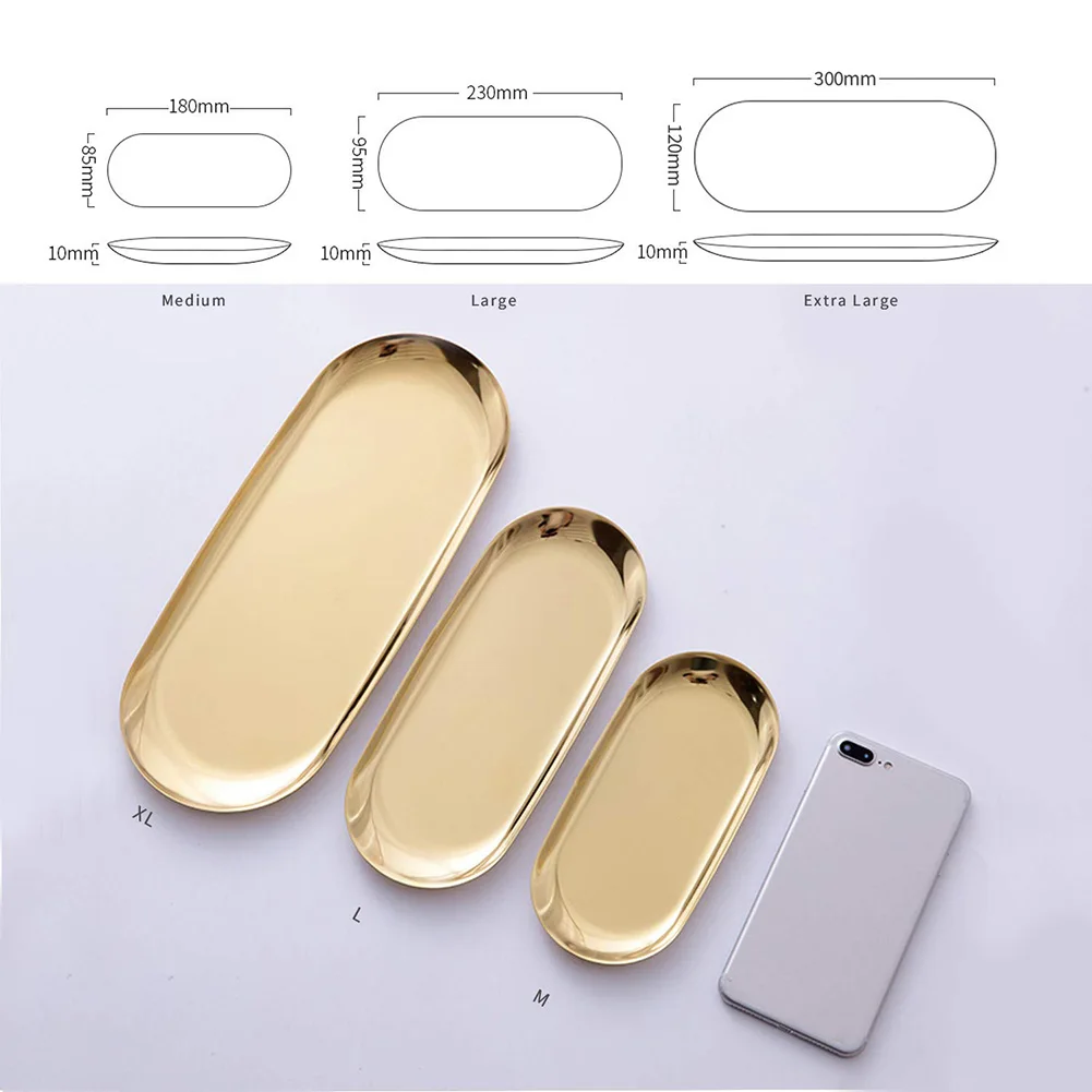 Stainless Steel Tray Decoration Storage Earrings Sorting Multi Size Bathroom Bedroom Home Rust Proof