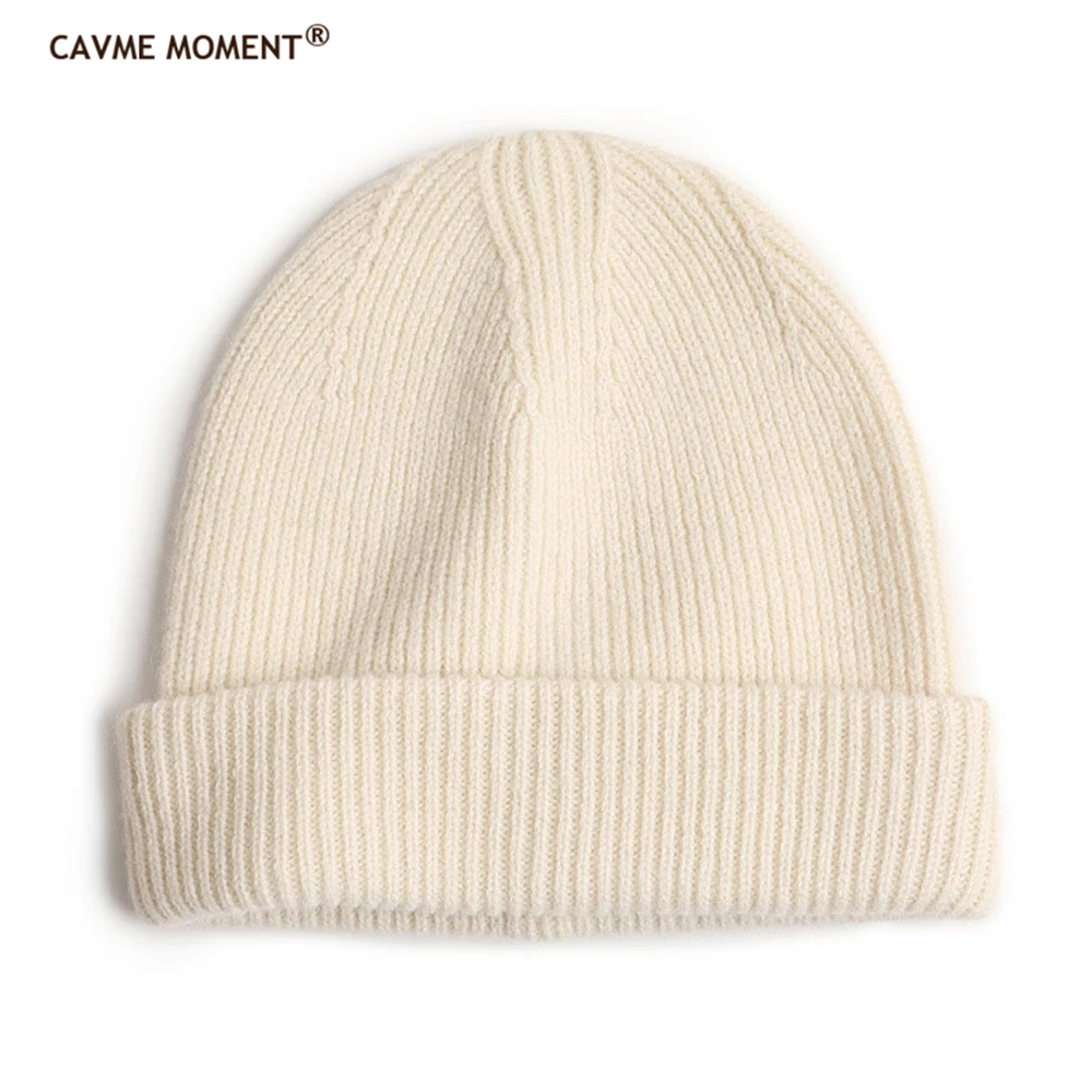 

CAVME New 100% Wool Soft Winter Unisex Solid Color Skullies Beanies Hats