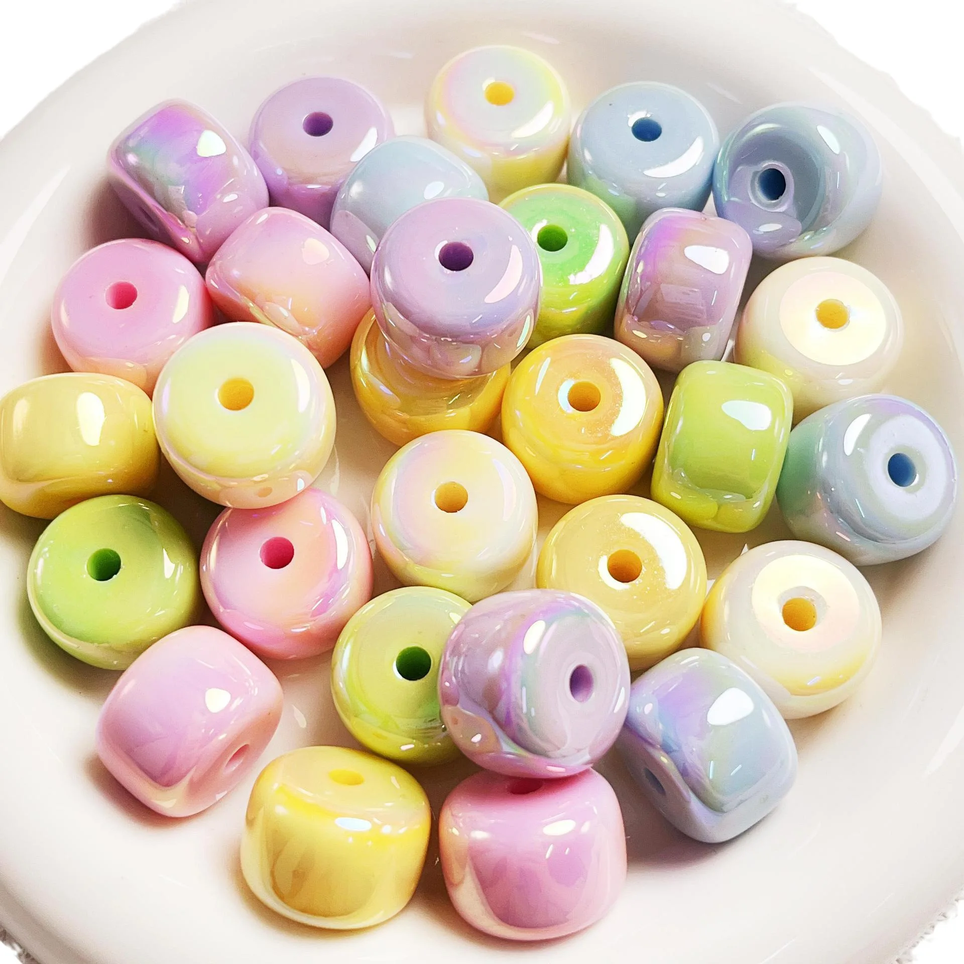 

DIY Jewelry Findings 70pcs 20*14mm AB Spring Pastel Colors Geometry Barrel Beads FIt Girls Earring Necklace Bracelet Beading