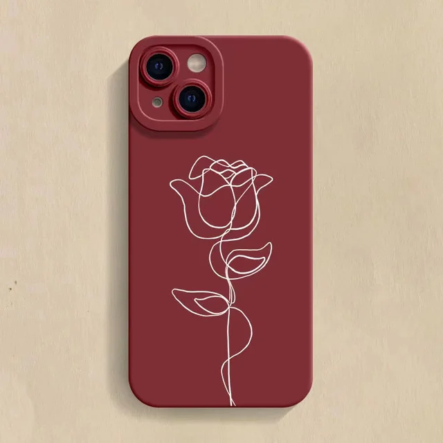 Hot Line rose Silicone Phone Case for IPhone 16 15 14 13 12 11 Pro Max Mini X XS Max XR 7 8 Plus SE Soft Matte Shockproof Cover - Image 6