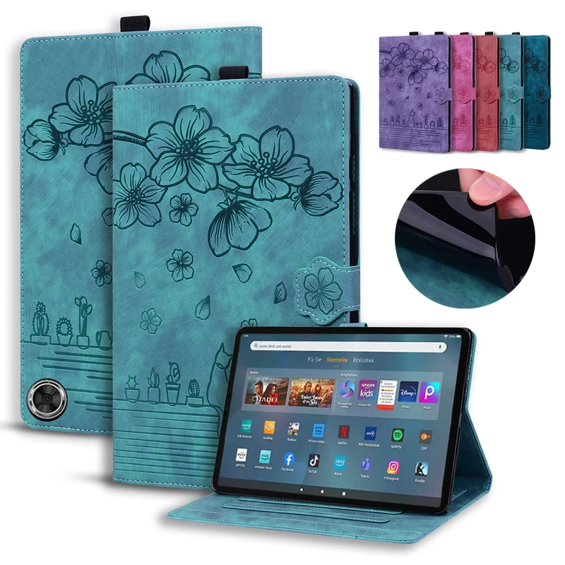 Coque Per Fire Max 11 Case 11 Pollici Goffratura Pu Leather Stand Portafoglio Cover Per Funda Amazon Fire Max 11 Case Capa 2023