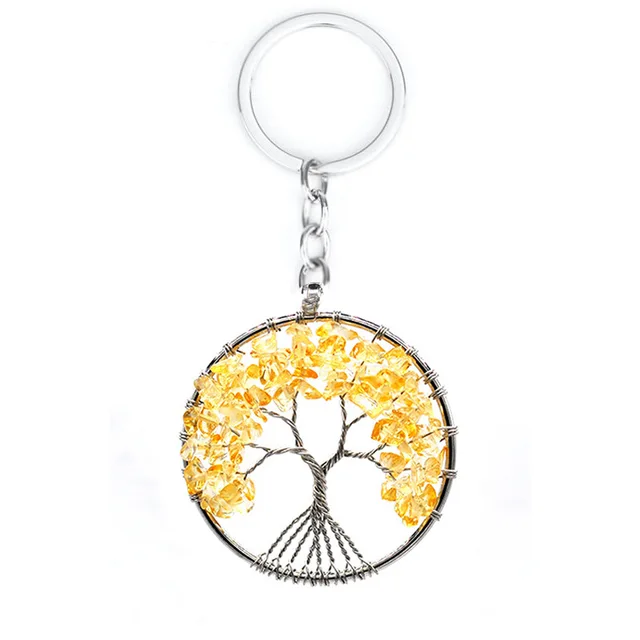 Arbre de Vie Porte Clef, Belle Ronde 7 Chakra Guérir Cristal Arbre de Vie Porte  Clé Personnalisé Pierres Précieuses Pendentif Porte Clef Femme Chic pour  Couple Amoureux Mère et Ami Carte 