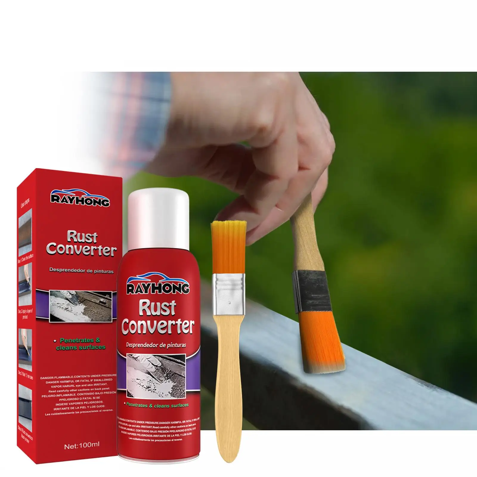 

100ML Car Anti-Rust Chassis Rust Converter Water-Based Metal Surface Primer Duster Long-Lasting Rust Remover Weather-Proof G9K3