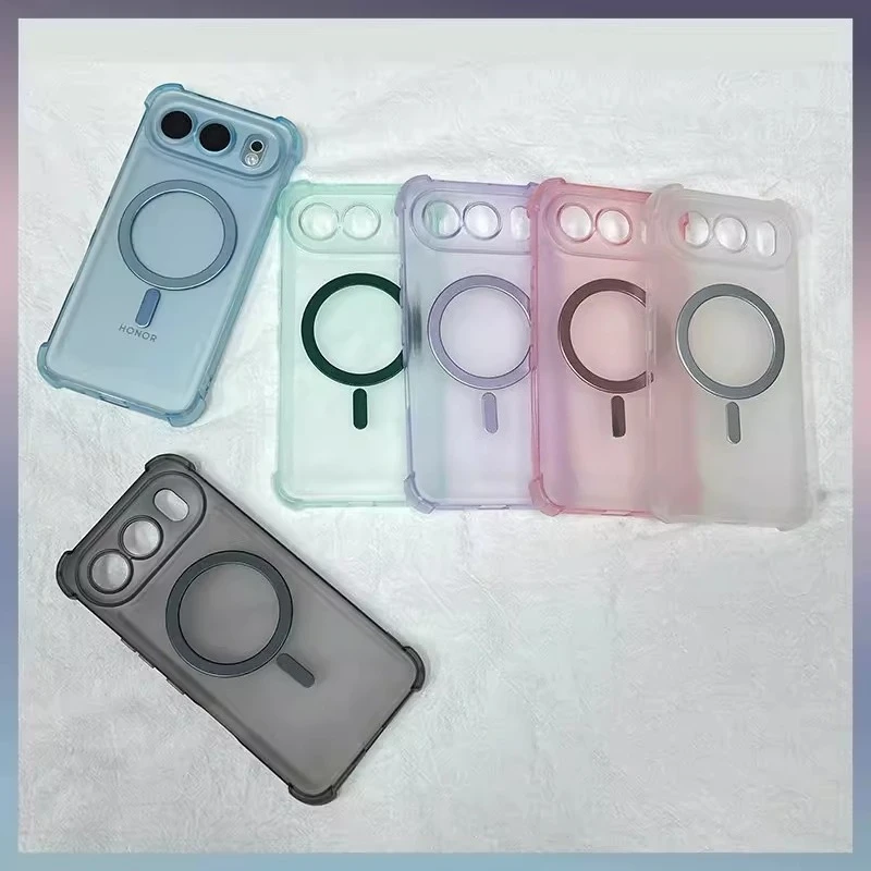 Magnetic Wireless Charging Clear TPU Shockproof Phone Case