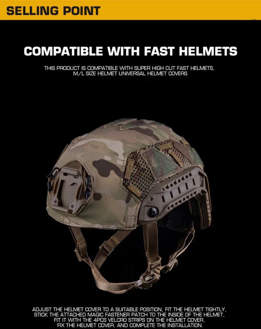FAST SF Super High Cut Helm Abdeckung Atmungsaktive Magic Patch Mount Outdoor Jagd Schießen Airsoft Helm Abdeckung Schutz Ausrüstung – Detail 6