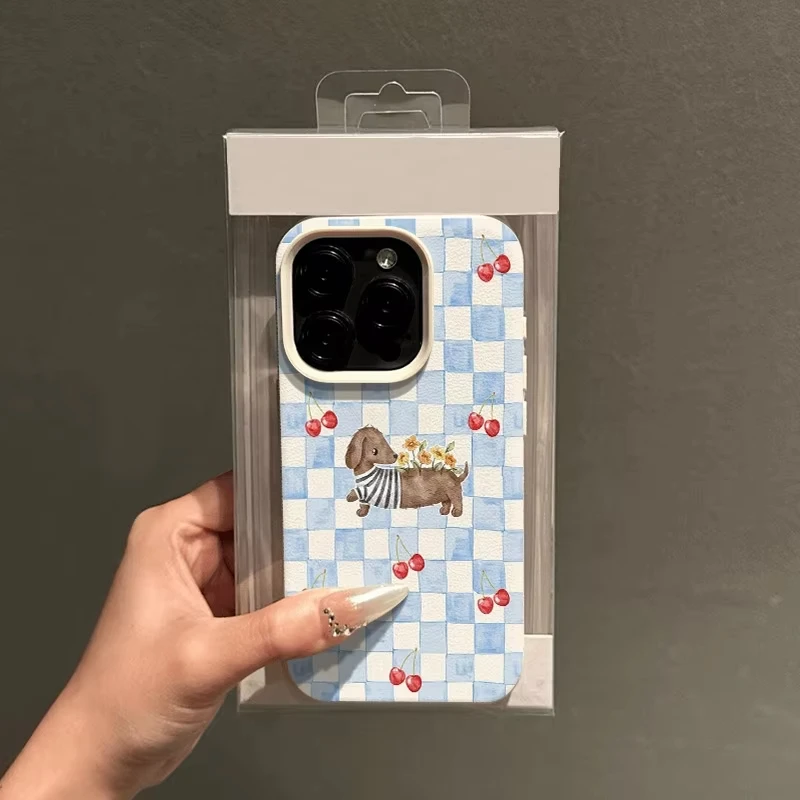 Striped Dachshund Cherry Blossom Soft Silicone Phone Case Cover