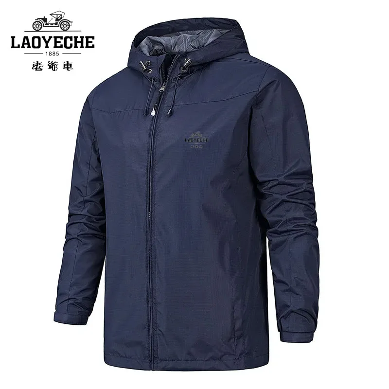 

2024 Autumn/Winter Casual Lightweight Business Men's Hooded Jacket Waterproof windproof zipper outdoor fashion blazer