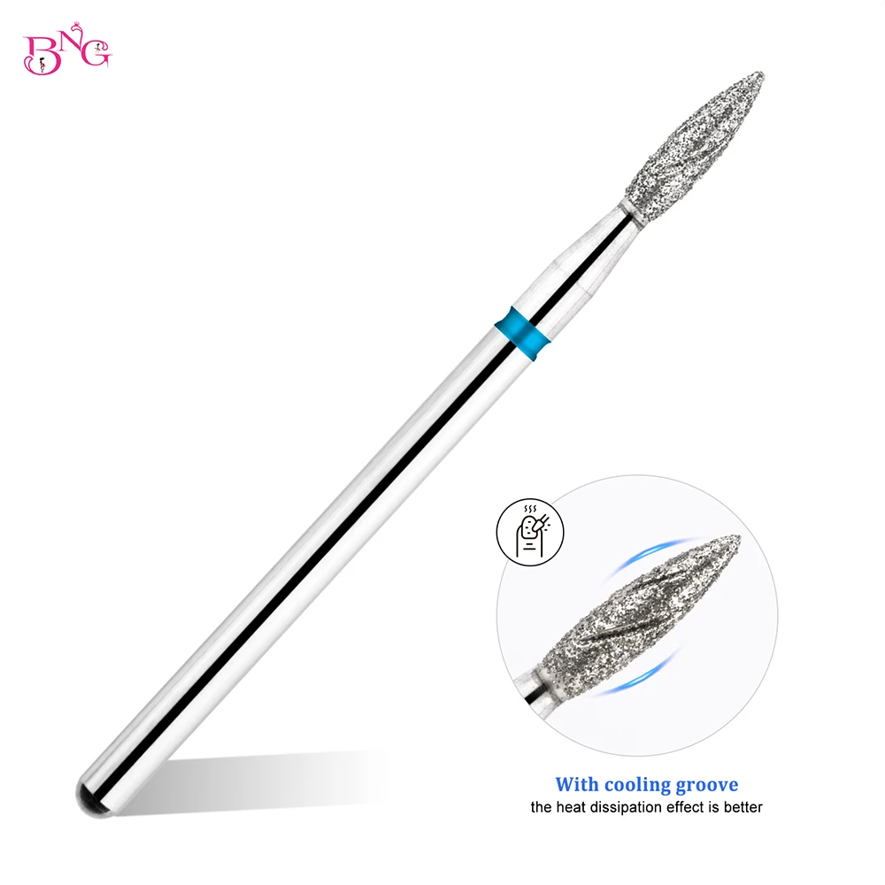5pcs/set E-File Nail Drill Bit Manicure Russian Electric File Bits Cooling Grooves Diamond Flame Tips Cuticle Bits