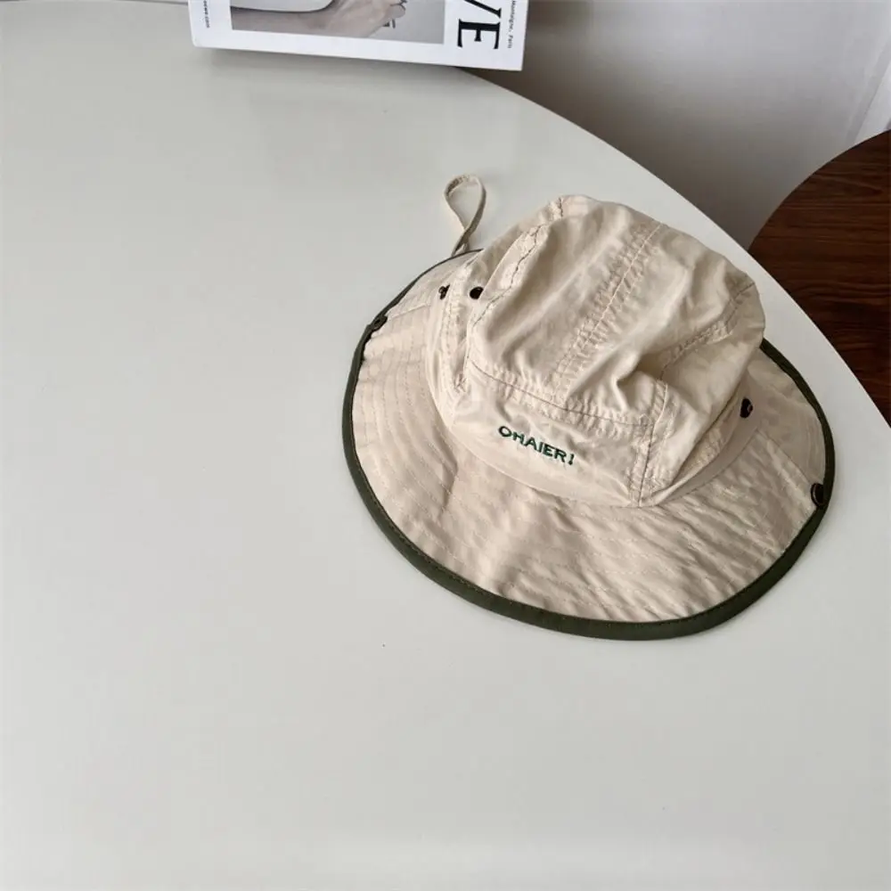 Cute Summer Baby Bucket Hat Korean Letter UV Protection Children Sunhat Quick-dry Outdoor Fisherman Hat Boys Girls