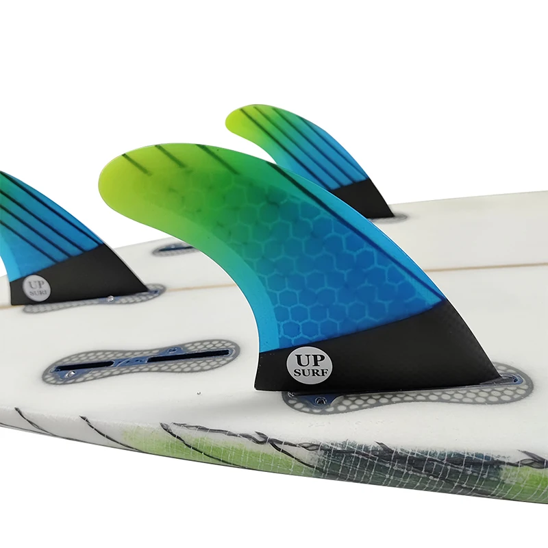 Surfboard Fins M Size Tri Fins Set Fiber Carbon Fins Blue Green Gradient Quilhas Surf Fins G5 Surfing Fins For Sup