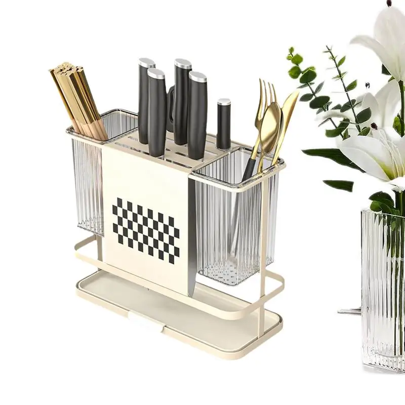 

Прозрачный держатель для столовых приборов, сушилка для палочек, корзина, держатель для вилок с отверстиями для слива, органайзер для палочек с 3 разделениями