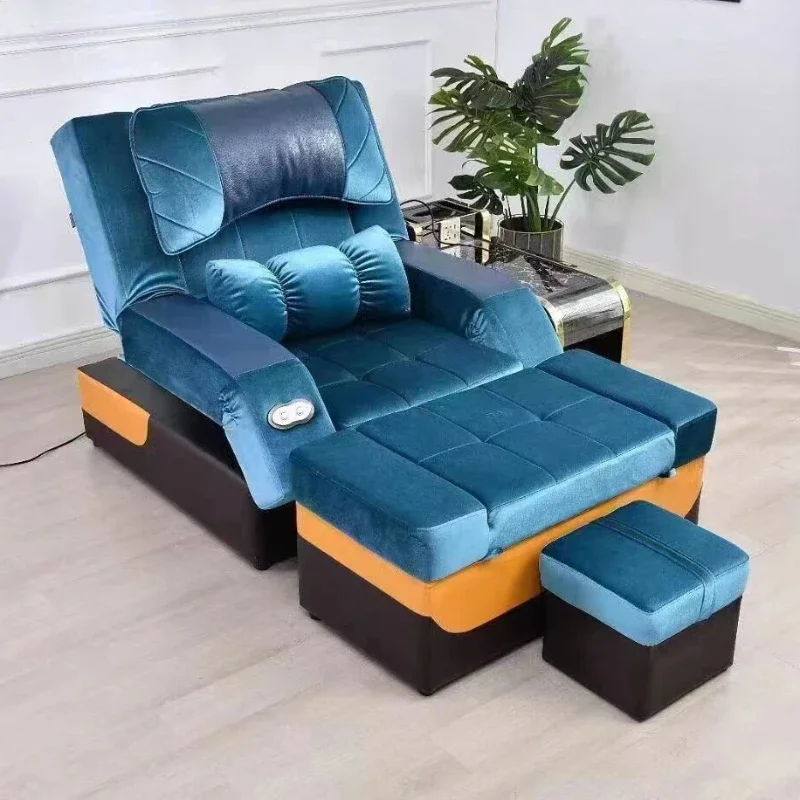 Ergonomic Luxury Pedicure Chairs Professional Massage Velvet  Foot Wash Pedicure Chairs Lounge Sedie Salon Furniture MR50PC ergonomic foot wash pedicure chairs professional massage makeup luxury pedicure chairs living room poltrone furniture mr50pc