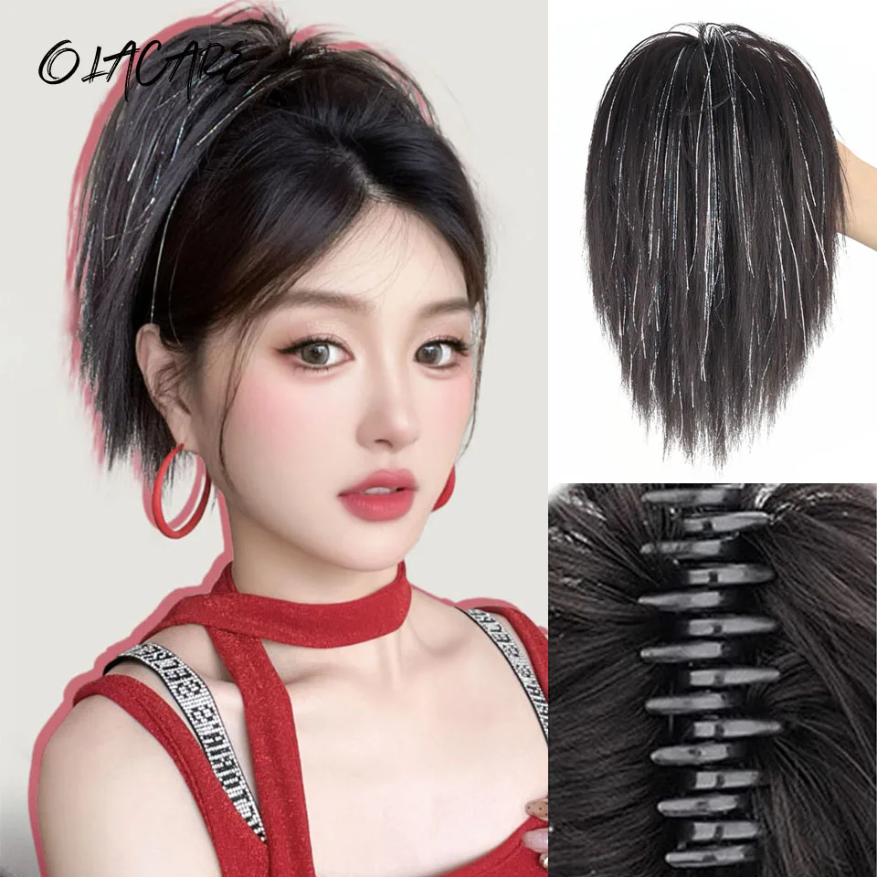 Synthetic Hair Short Straight Chignon Ponytail Clip for Women