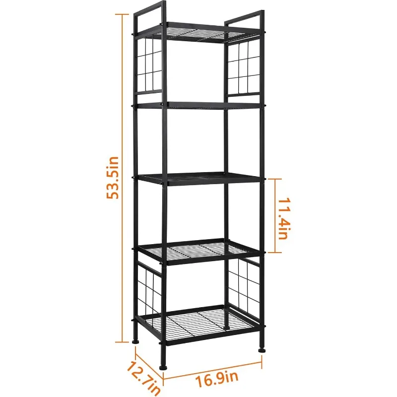 5-Wire Standing Storage Shelves, Metal Shelving Unit Pantry Rack for Laundry Kitchen Bathroom Organizer(Black) 3