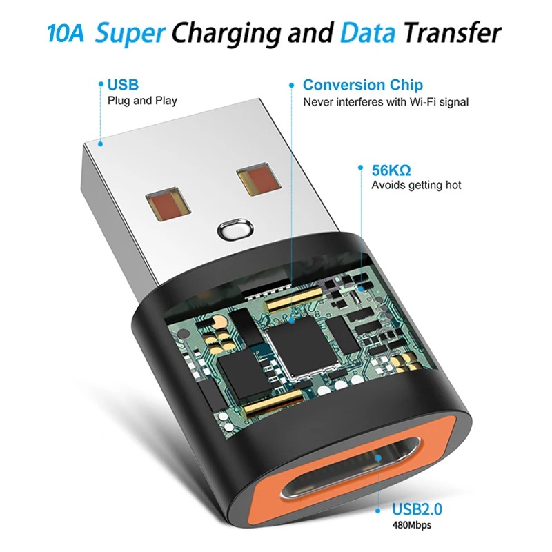 10A Otg Adapter Type C To Usb A Converter Tipoc Adaptor Connector Cable For Xiaomi 12 11 Samsung S22 Iphone 14 13 Oneplus 10pro usb to type c adapter otg adapter type c adapter