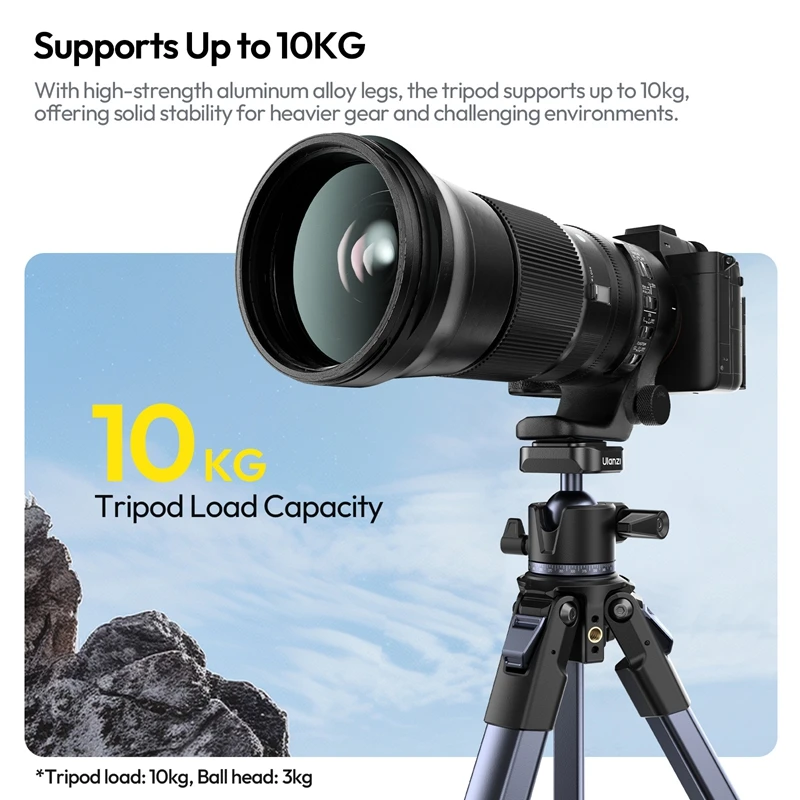 Ulanzi OMBRA II Travel Tripod with Uka Quick-Release 10KG Load 360° Rotation Ballhead for Photography Camera Smartphone Outdoor