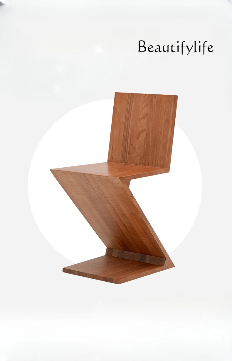 

Mid-Ancient Chair Solid Wood Dining Chair with Backrest Silent Style Designer Creative Single Seat