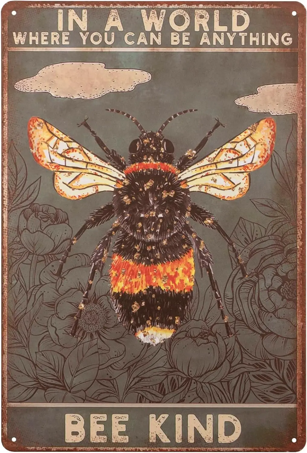 Металлический жестяной ретро знак быть добрым цветочным искусством, металлический знак в мире, где вы можете быть чем-либо, металлический знак для дома Wal
