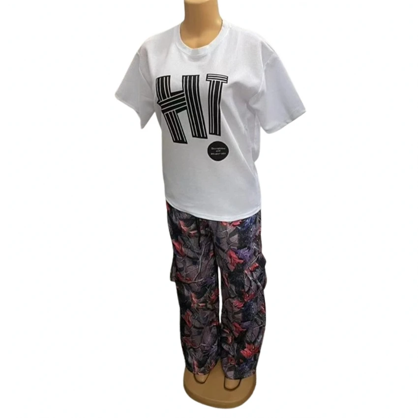 thumbnail image 1 of Conjunto de 2 piezas para mujer, ropa africana Dashiki, nueva moda de verano y otoño, top de manga corta y pantalón, traje de fiesta para mujer, conjuntos a juego, 1 of 5