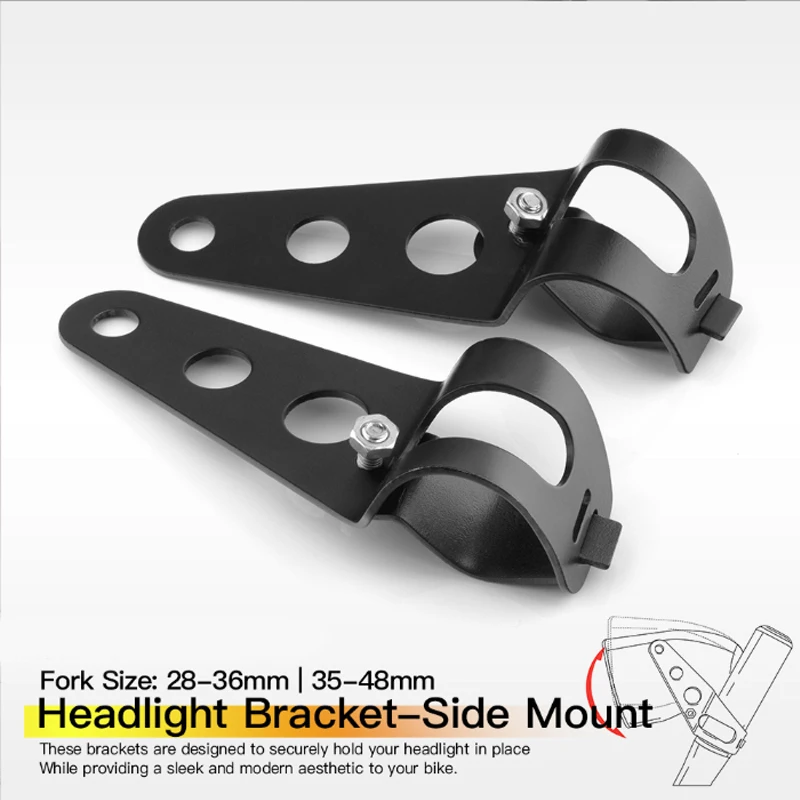 2pcs 수정된 조정 가능한 헤드라이트 장착 브래킷 클립 28mm-48mm 프론트 포크 튜브용 금속 오토바이 액세서리