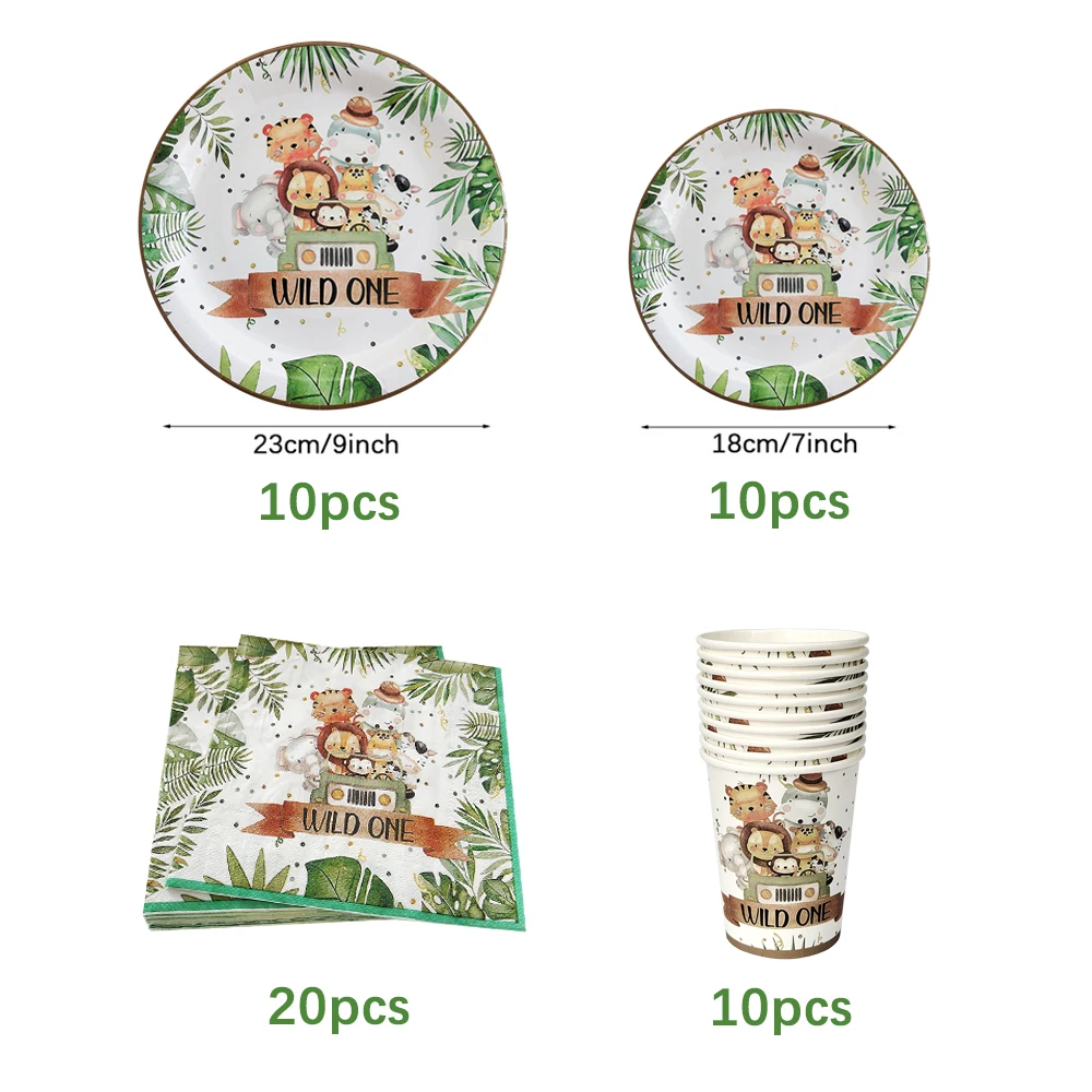 85/50pcs Dschungel tiere Geburtstags feier Einweg geschirr Set Dschungel Safari Thema Party liefert wilde Papp teller Tassen – Detail 7