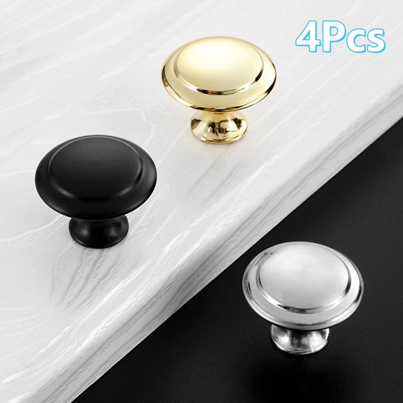 2/4Pcs Round Stainless Steel Door Knobs Cabinet Handles Cupboard Drawer Kitchen Bathroom Fashion Furniture Hardware Accessories