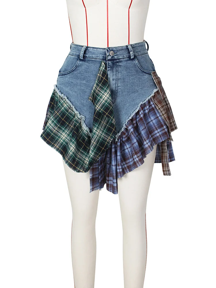 DEAT-Falda vaquera de cintura alta para mujer, minifalda de - Main Image