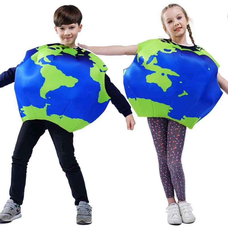 Puirm Kids Costume Di Halloween Boy & Girl Blue Earth I Love The Earth Tuta Costume Cosplay